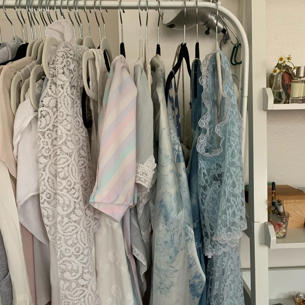 Lot of blue silk dresses